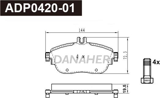 Danaher ADP0420-01 - Kit pastiglie freno, Freno a disco autozon.pro