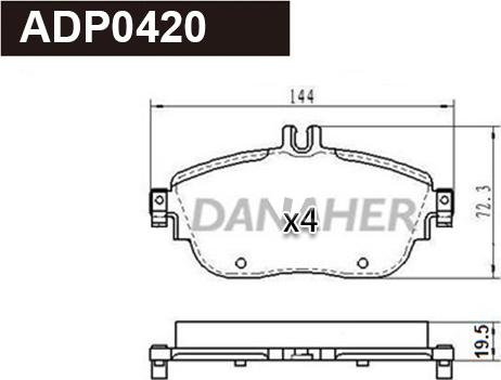 Danaher ADP0420 - Kit pastiglie freno, Freno a disco autozon.pro