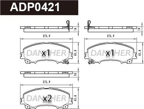 Danaher ADP0421 - Kit pastiglie freno, Freno a disco autozon.pro