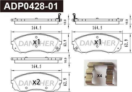 Danaher ADP0428-01 - Kit pastiglie freno, Freno a disco autozon.pro