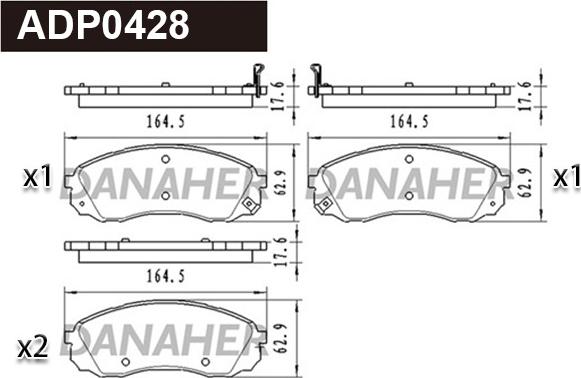 Danaher ADP0428 - Kit pastiglie freno, Freno a disco autozon.pro