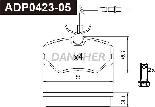 Danaher ADP0423-05 - Kit pastiglie freno, Freno a disco autozon.pro