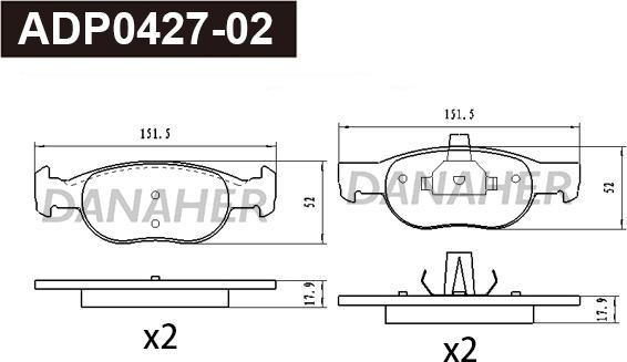 Danaher ADP0427-02 - Kit pastiglie freno, Freno a disco autozon.pro