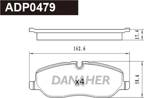 Danaher ADP0479 - Kit pastiglie freno, Freno a disco autozon.pro