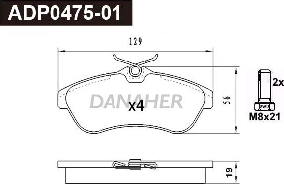 Danaher ADP0475-01 - Kit pastiglie freno, Freno a disco autozon.pro