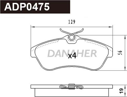 Danaher ADP0475 - Kit pastiglie freno, Freno a disco autozon.pro