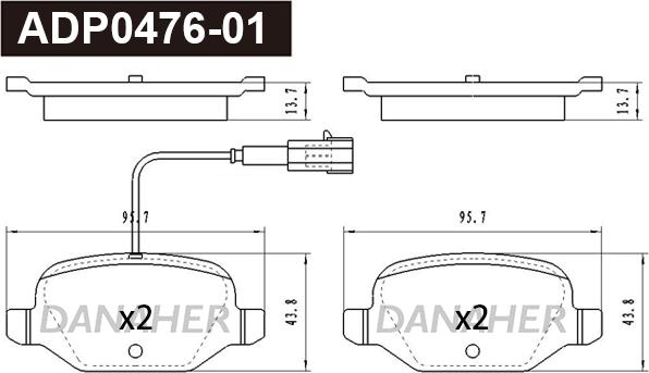 Danaher ADP0476-01 - Kit pastiglie freno, Freno a disco autozon.pro