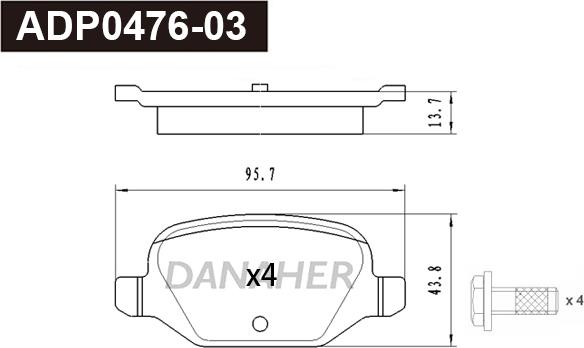 Danaher ADP0476-03 - Kit pastiglie freno, Freno a disco autozon.pro