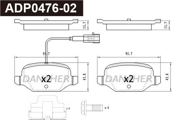 Danaher ADP0476-02 - Kit pastiglie freno, Freno a disco autozon.pro