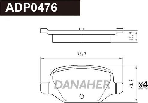 Danaher ADP0476 - Kit pastiglie freno, Freno a disco autozon.pro