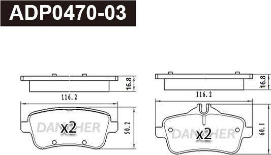 Danaher ADP0470-03 - Kit pastiglie freno, Freno a disco autozon.pro