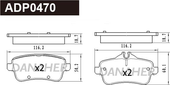 Danaher ADP0470 - Kit pastiglie freno, Freno a disco autozon.pro