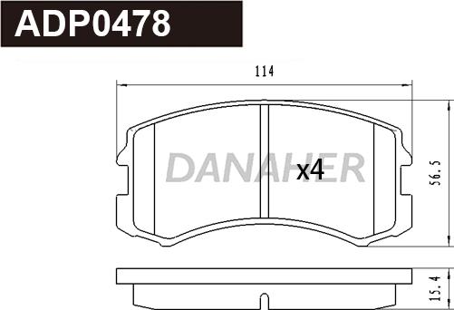 Danaher ADP0478 - Kit pastiglie freno, Freno a disco autozon.pro