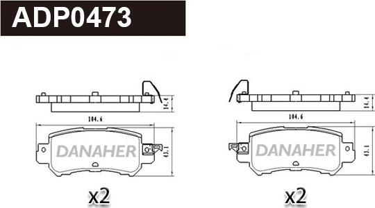 Danaher ADP0473 - Kit pastiglie freno, Freno a disco autozon.pro