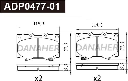 Danaher ADP0477-01 - Kit pastiglie freno, Freno a disco autozon.pro