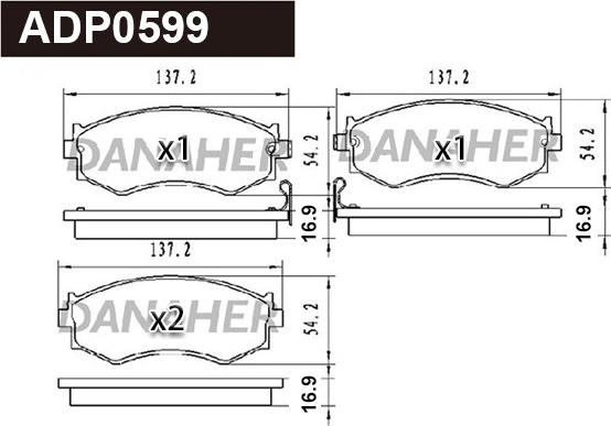 Danaher ADP0599 - Kit pastiglie freno, Freno a disco autozon.pro