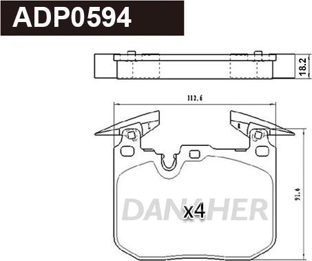 Danaher ADP0594 - Kit pastiglie freno, Freno a disco autozon.pro