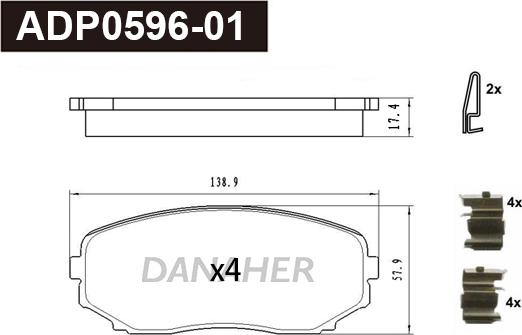 Danaher ADP0596-01 - Kit pastiglie freno, Freno a disco autozon.pro