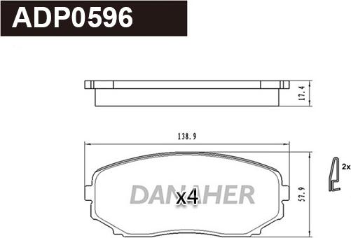 Danaher ADP0596 - Kit pastiglie freno, Freno a disco autozon.pro