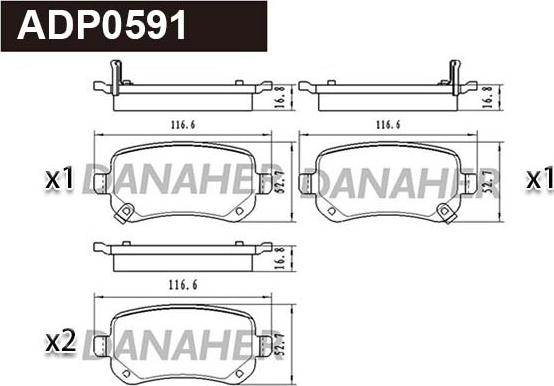 Danaher ADP0591 - Kit pastiglie freno, Freno a disco autozon.pro