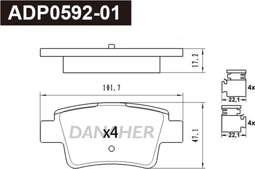 Danaher ADP0592-01 - Kit pastiglie freno, Freno a disco autozon.pro