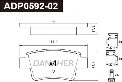 Danaher ADP0592-02 - Kit pastiglie freno, Freno a disco autozon.pro