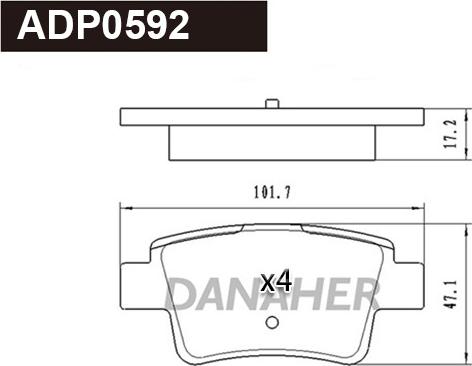 Danaher ADP0592 - Kit pastiglie freno, Freno a disco autozon.pro