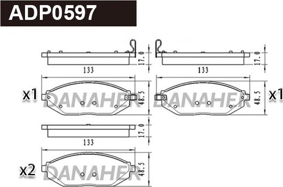 Danaher ADP0597 - Kit pastiglie freno, Freno a disco autozon.pro