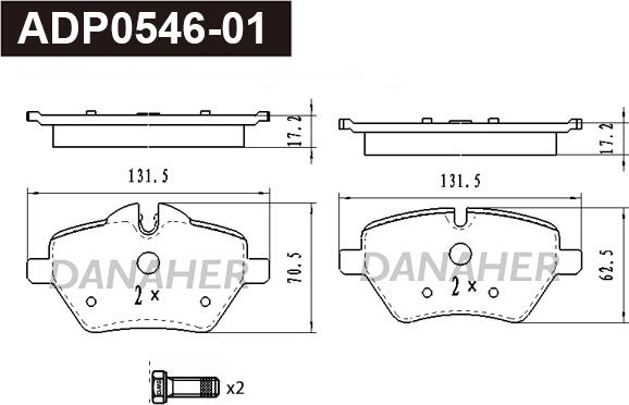 Danaher ADP0546-01 - Kit pastiglie freno, Freno a disco autozon.pro