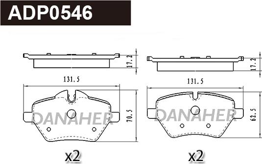 Danaher ADP0546 - Kit pastiglie freno, Freno a disco autozon.pro