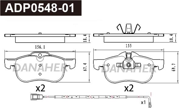 Danaher ADP0548-01 - Kit pastiglie freno, Freno a disco autozon.pro