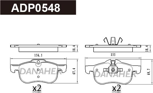 Danaher ADP0548 - Kit pastiglie freno, Freno a disco autozon.pro