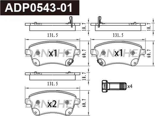 Danaher ADP0543-01 - Kit pastiglie freno, Freno a disco autozon.pro