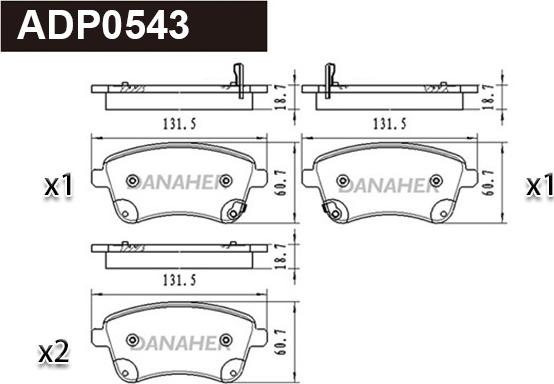 Danaher ADP0543 - Kit pastiglie freno, Freno a disco autozon.pro