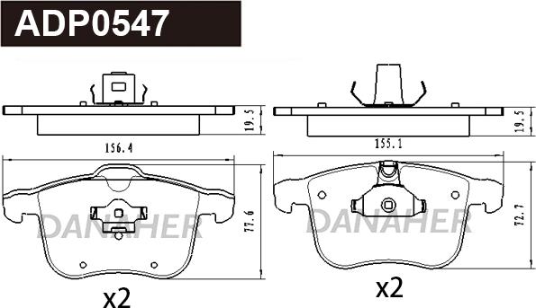 Danaher ADP0547 - Kit pastiglie freno, Freno a disco autozon.pro