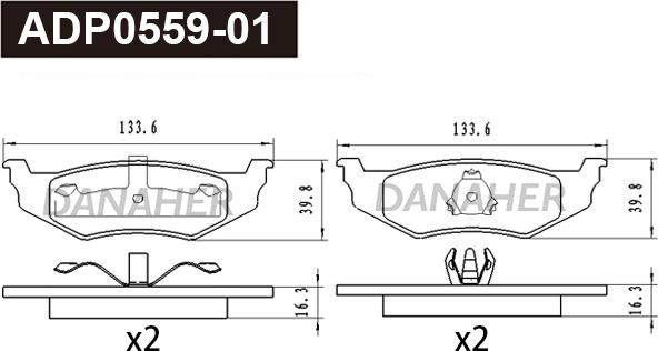 Danaher ADP0559-01 - Kit pastiglie freno, Freno a disco autozon.pro