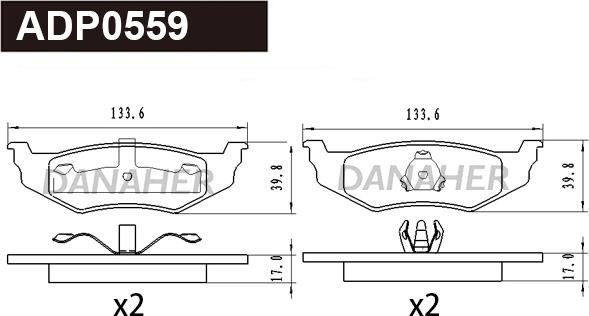 Danaher ADP0559 - Kit pastiglie freno, Freno a disco autozon.pro