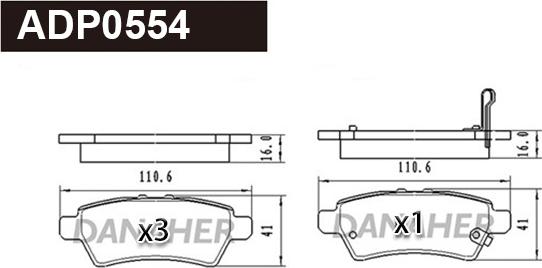 Danaher ADP0554 - Kit pastiglie freno, Freno a disco autozon.pro