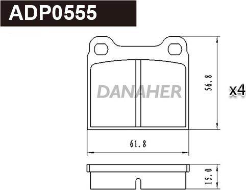 Danaher ADP0555 - Kit pastiglie freno, Freno a disco autozon.pro