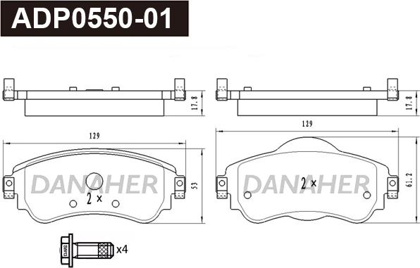 Danaher ADP0550-01 - Kit pastiglie freno, Freno a disco autozon.pro