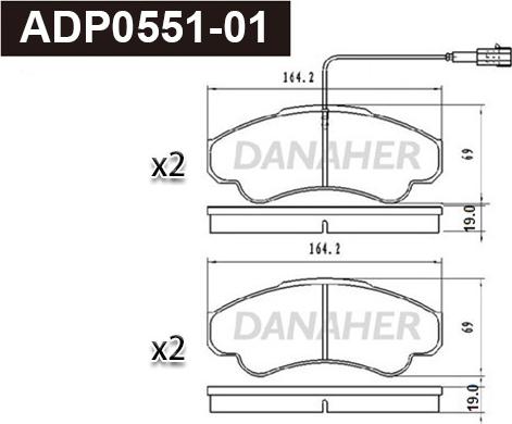 Danaher ADP0551-01 - Kit pastiglie freno, Freno a disco autozon.pro