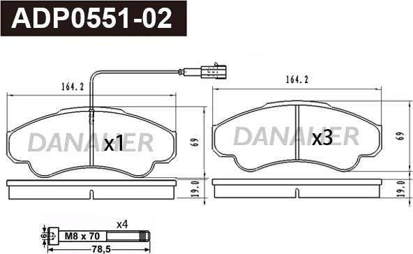 Danaher ADP0551-02 - Kit pastiglie freno, Freno a disco autozon.pro