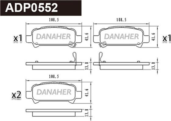 Danaher ADP0552 - Kit pastiglie freno, Freno a disco autozon.pro