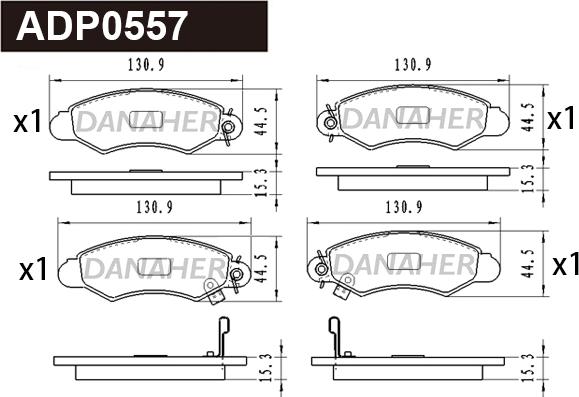 Danaher ADP0557 - Kit pastiglie freno, Freno a disco autozon.pro