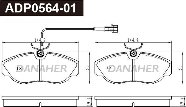 Danaher ADP0564-01 - Kit pastiglie freno, Freno a disco autozon.pro