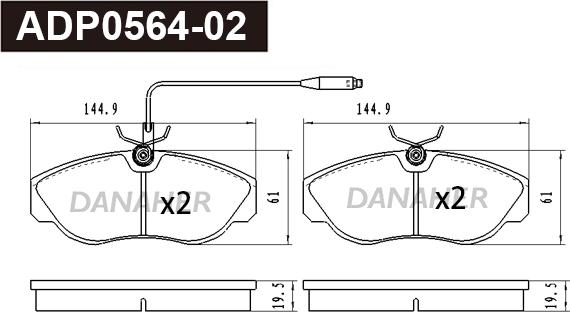 Danaher ADP0564-02 - Kit pastiglie freno, Freno a disco autozon.pro