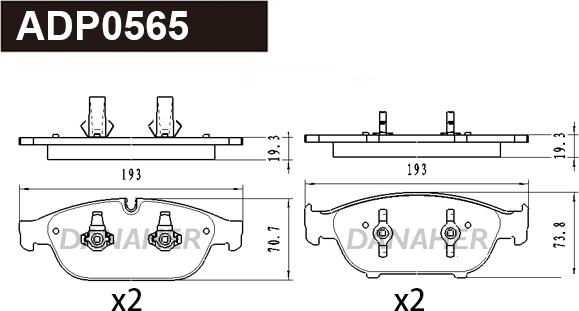 Danaher ADP0565 - Kit pastiglie freno, Freno a disco autozon.pro