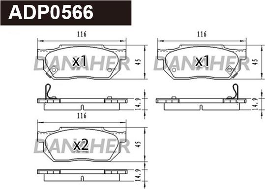 Danaher ADP0566 - Kit pastiglie freno, Freno a disco autozon.pro