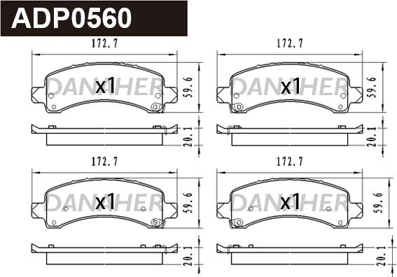 Danaher ADP0560 - Kit pastiglie freno, Freno a disco autozon.pro