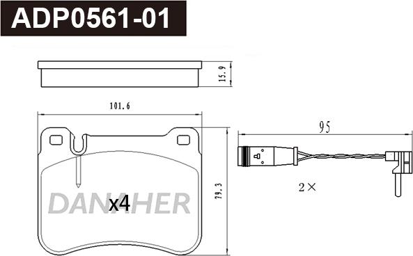 Danaher ADP0561-01 - Kit pastiglie freno, Freno a disco autozon.pro